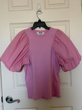 MSGM Pink Puff-Sleeve Tee